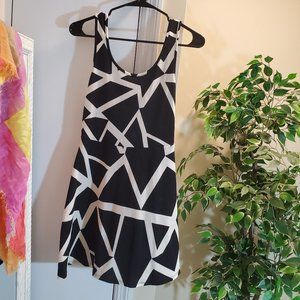 Black and White Geometric Pattern Skater Dress